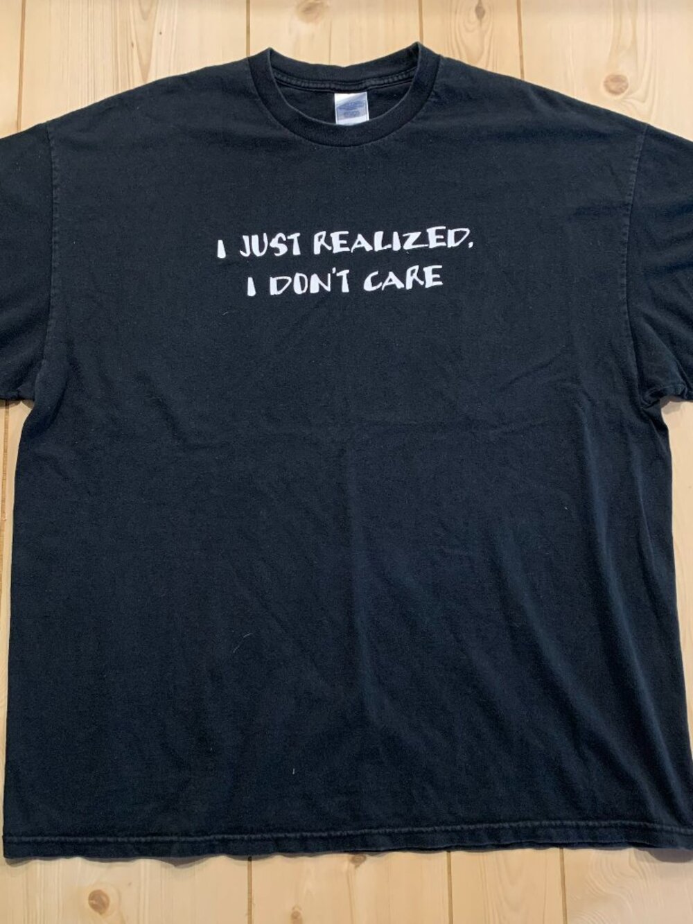 Vintage Y2K I Just Realized I Don't Care Funny Ironic Humor Comical T-Shirt 2XL